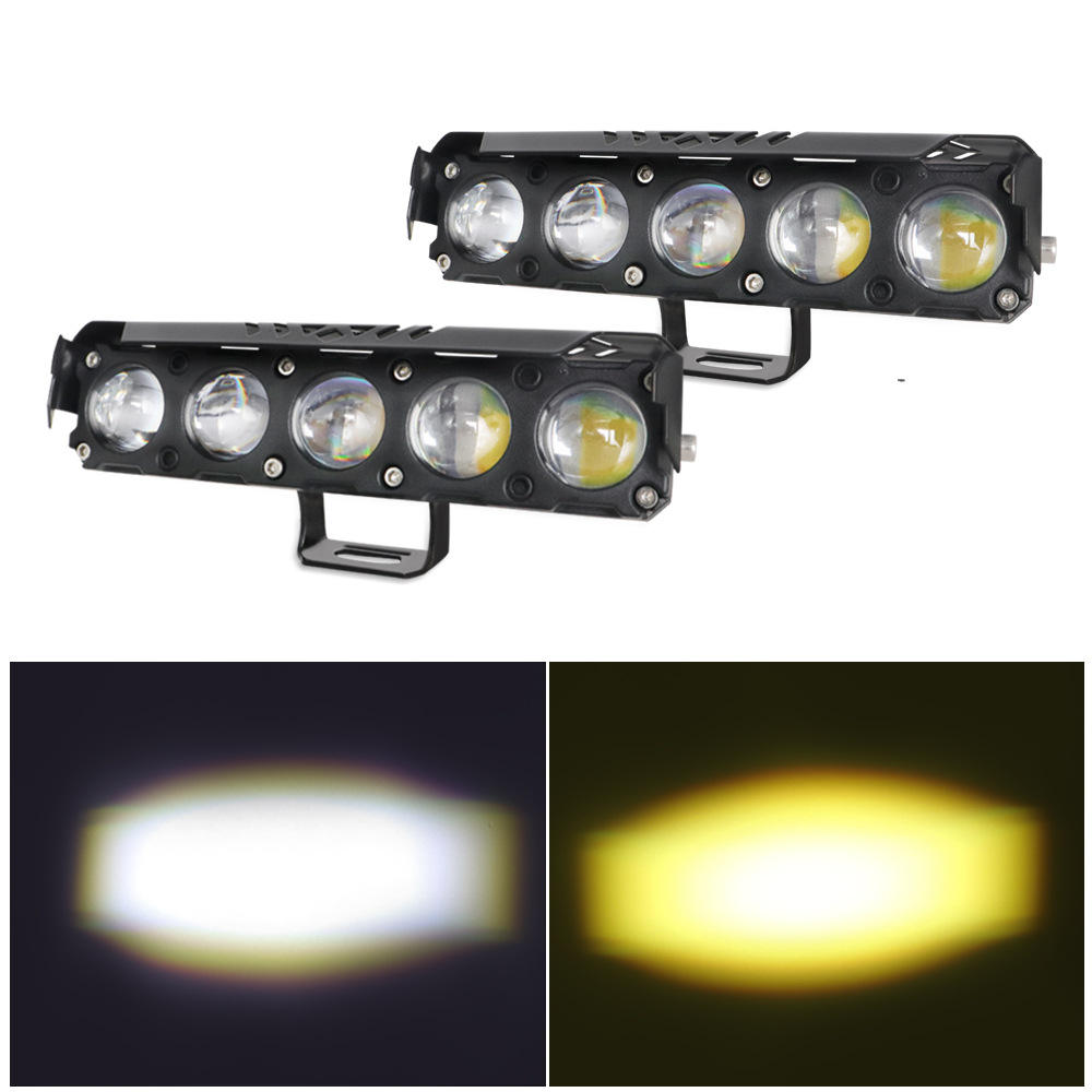 5 lenz LED Fog Light 12V-80V White Yellow Dual Color LED Auxiliary Headlight with Flash Mode, 5 Lens Waterproof Driving Lamp for Bike, Car, Jeep and Other Compatible Vehicles